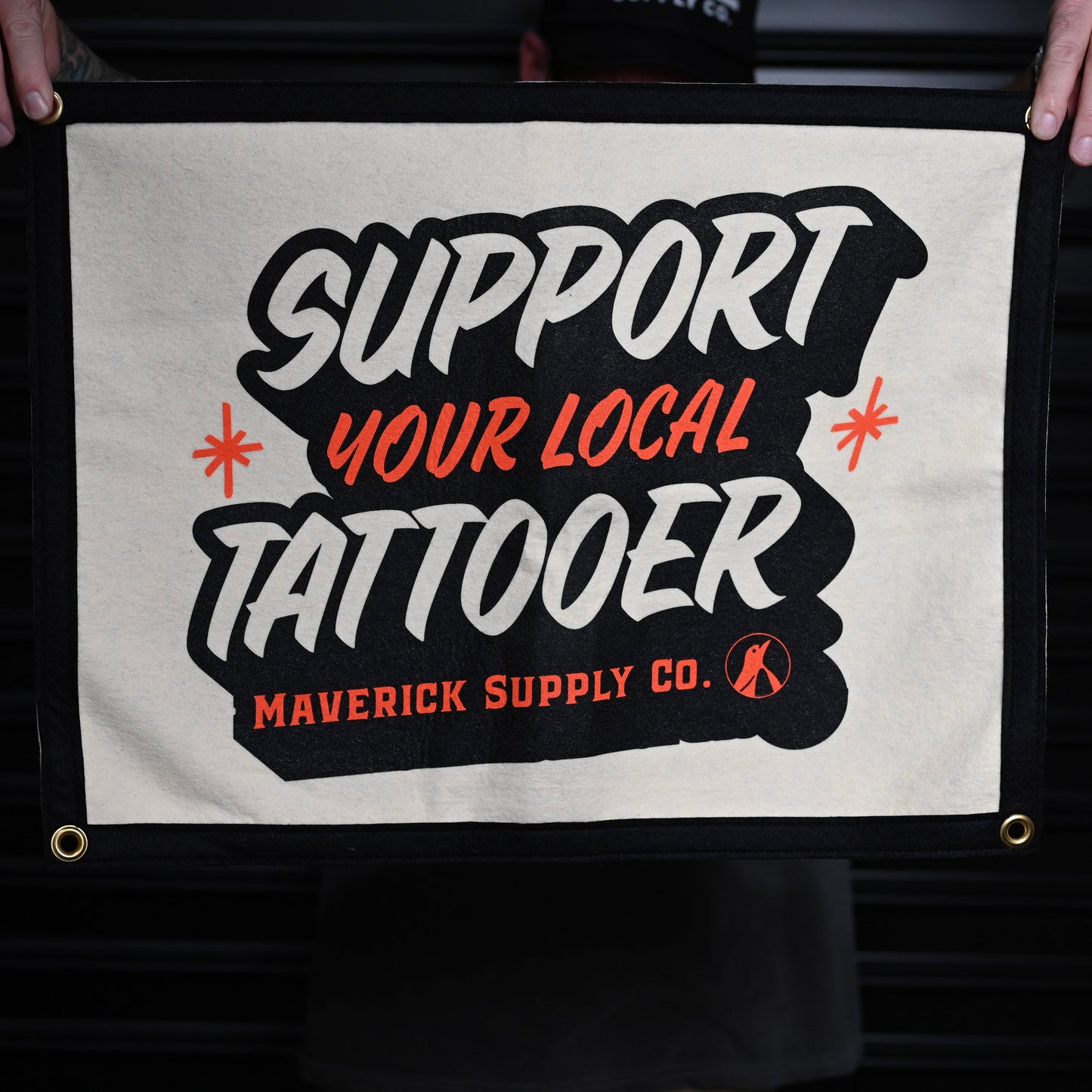 SUPPORT YOUR LOCAL TATTOOER SHOP FLAG x OXFORD PENNANT