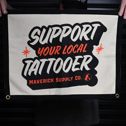 SUPPORT YOUR LOCAL TATTOOER SHOP FLAG x OXFORD PENNANT